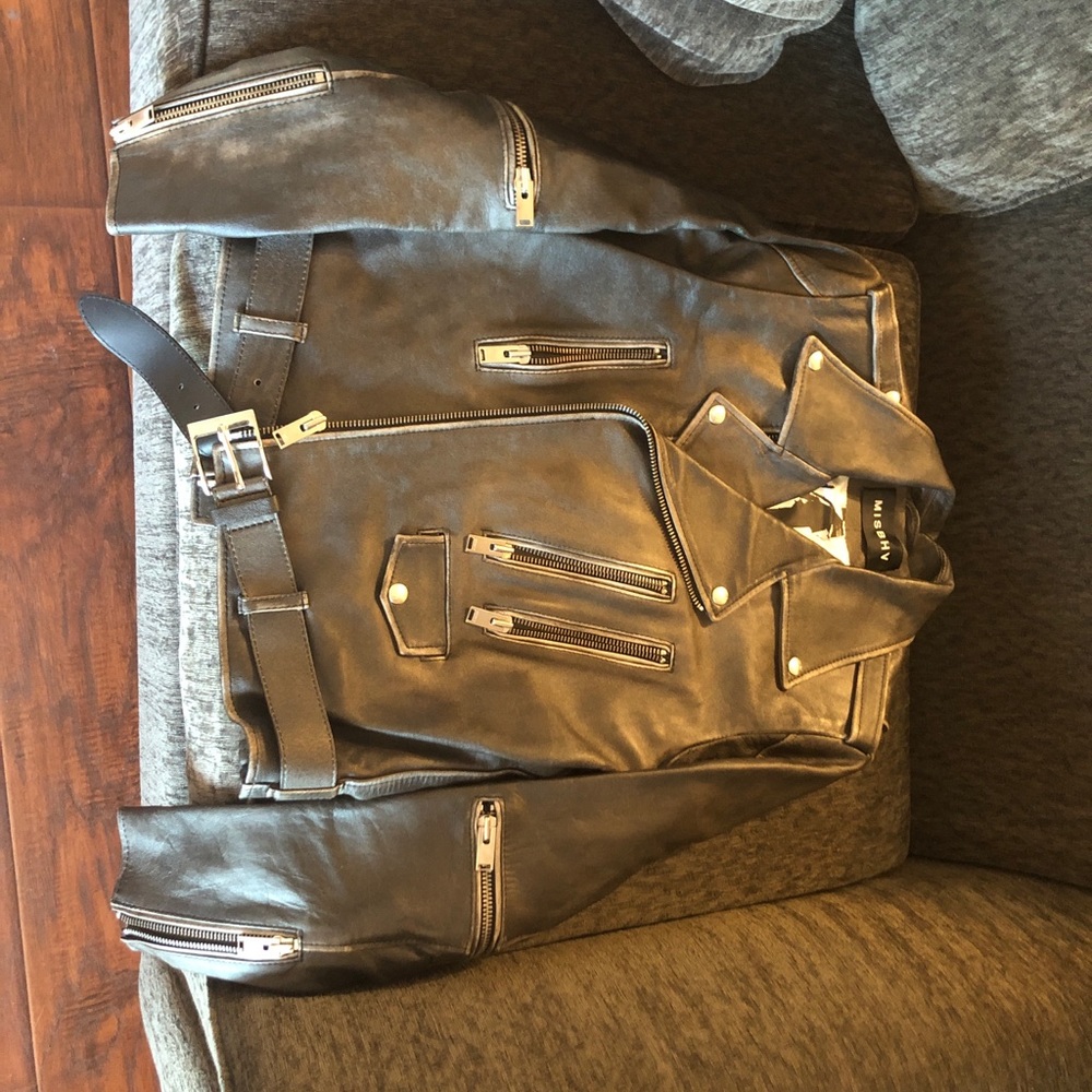 Misbhv back print faux leather jacket